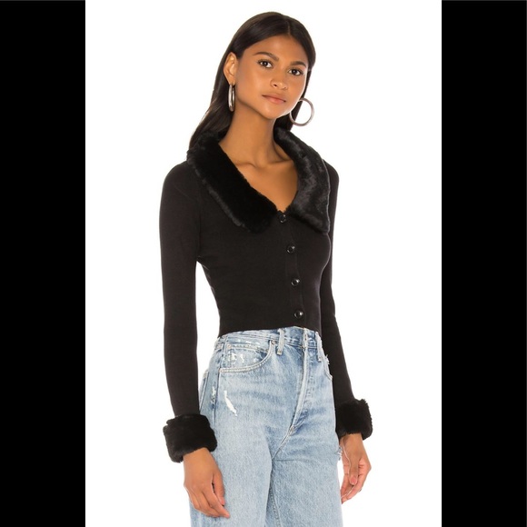 Superdown elaney faux fur trim cardigan XS - Picture 4 of 7